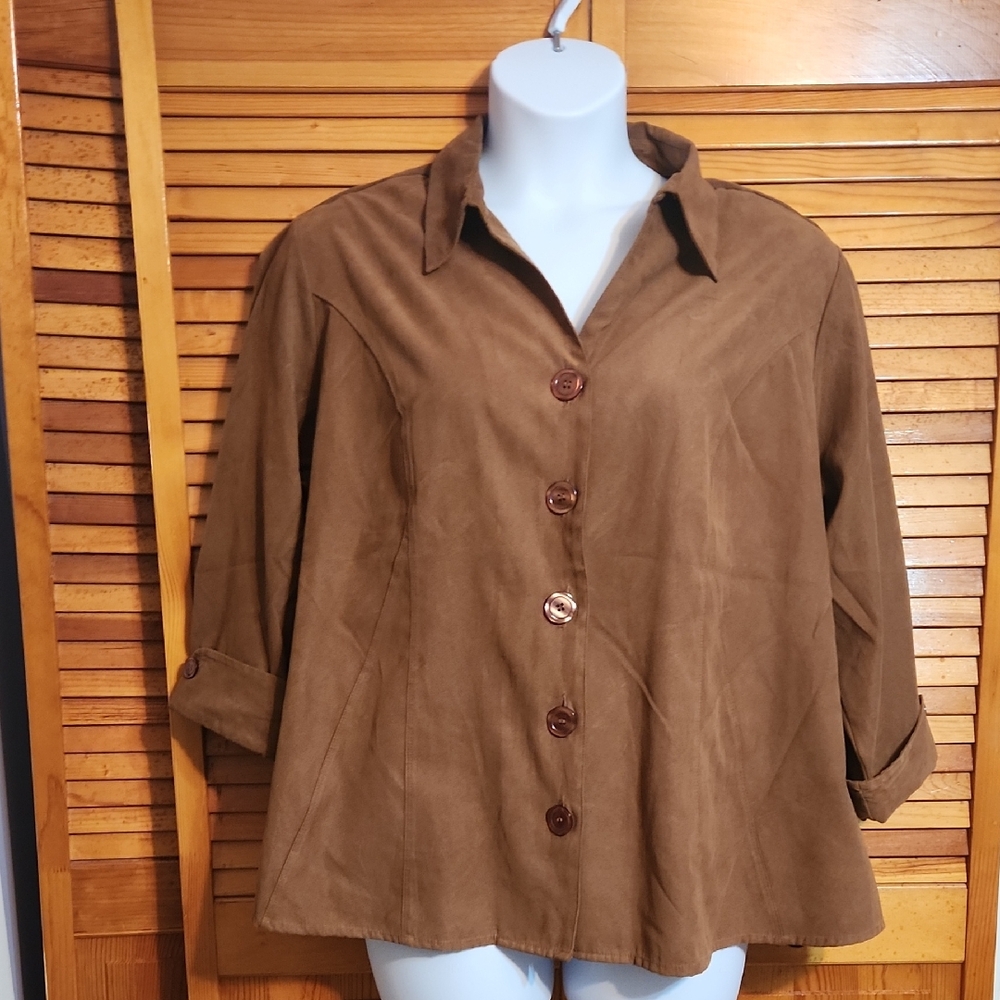 Dressbarn Rich Brown Faux Suede Women's Jacket